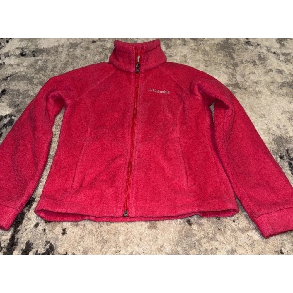 Columbia Jacket Youth Girls Sz X-Small XS (6) Pink Fleece Full Zip